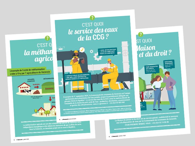 Visuels pédagogiques rubrique magazine CC Genevois